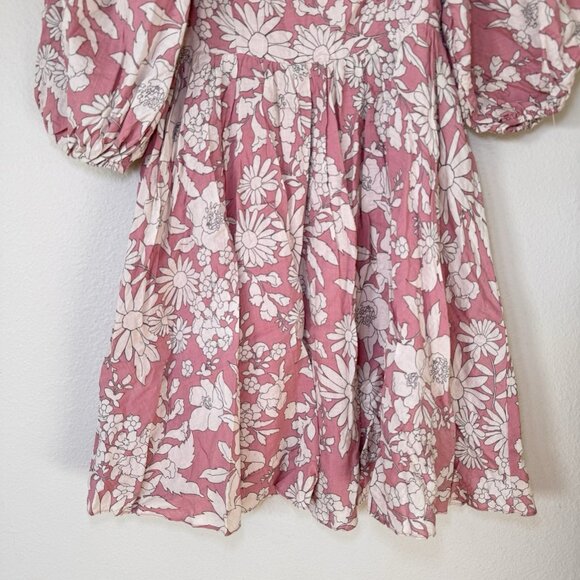 By Together Vintage Look Romantic Floral Puff Sleeve Soft Pink Dress Size M - Picture 4 of 11